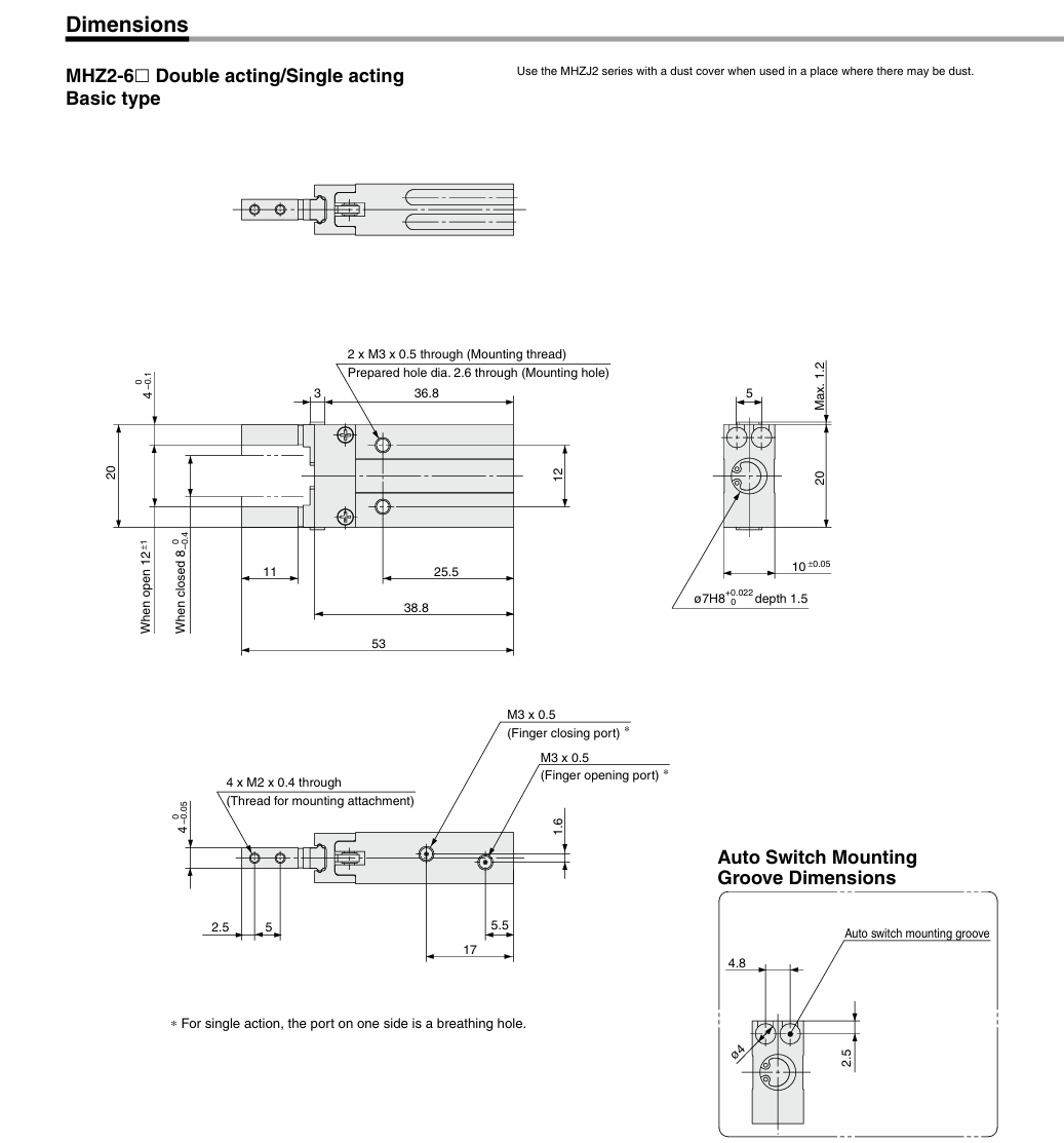 MHZ2 / JMHZ2 Parallel Pneumatic Air Gripper MHZ2 / JMHZ2 Parallel Pneumatic Air Gripper