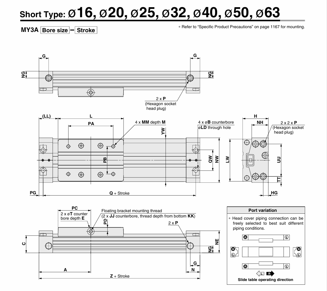 MY3A MY3B Rodless Air Cylinder MY3A MY3B Rodless Air Cylinder