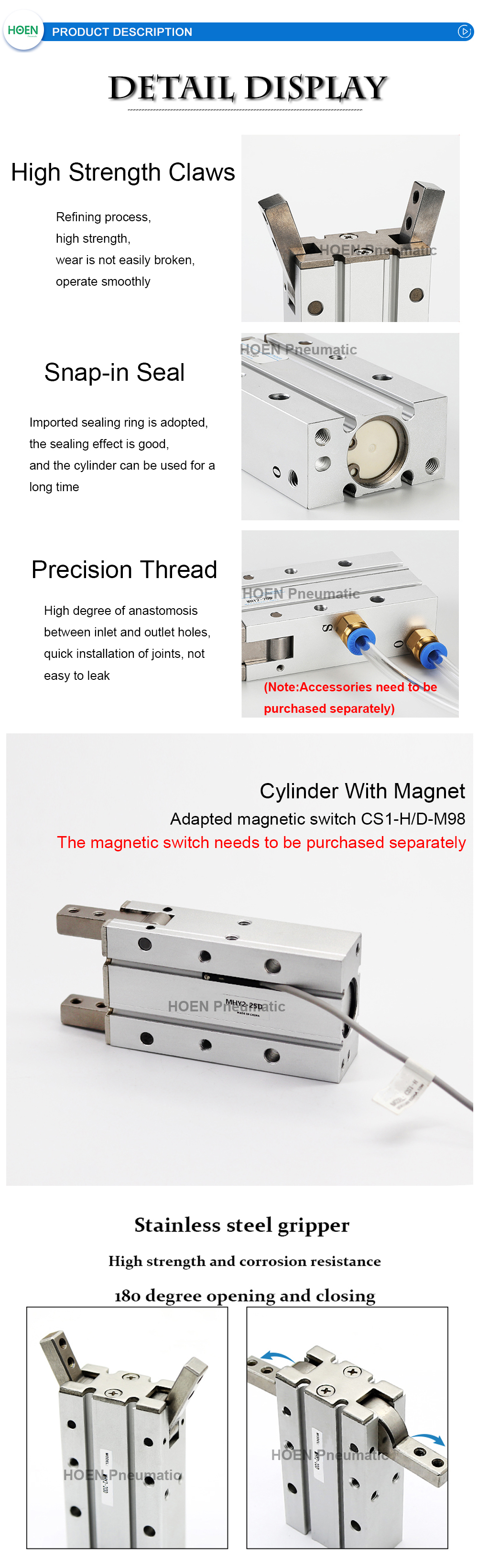 MHY2 HFR Finger Pneumatic Cylinder MHY2 HFR Finger Pneumatic Cylinder